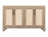 Solara 4 Door Console - White Lacquer Melina Wood with Yucca Fiber