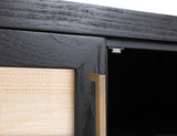 Solara 4 Door Console - Black Lacquer Melina Wood with Yucca Fiber