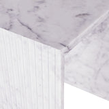 Lucca End Table - Handcrafted Marble Elegance with Art Deco Design and Fluted Base for Luxe Living