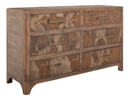 6 Drawer Dresser | Modern Teak & Mango Wood Storage