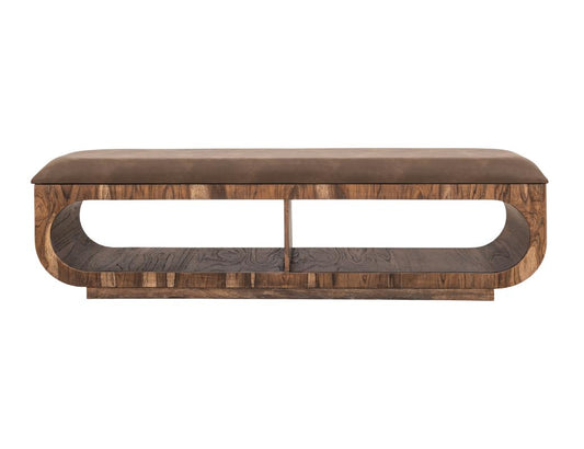 Upholstered Seat Bench with Storage - Balam Mango Wood Bench