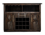 1-Drawer 2-Door Bar with Wine Storage | Black Balam Mango Teak