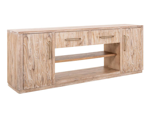 White Balam 80-inch Wall Unit TV Stand with Fireplace Insert