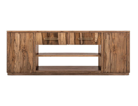 Balam 80" TV Stand with Electric Fireplace - Mango & Teak Wood