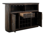 1-Drawer 2-Door Bar with Wine Storage | Black Balam Mango Teak