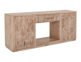 White Balam Wall Unit - Handcrafted Mango & Teak Wood TV Stand