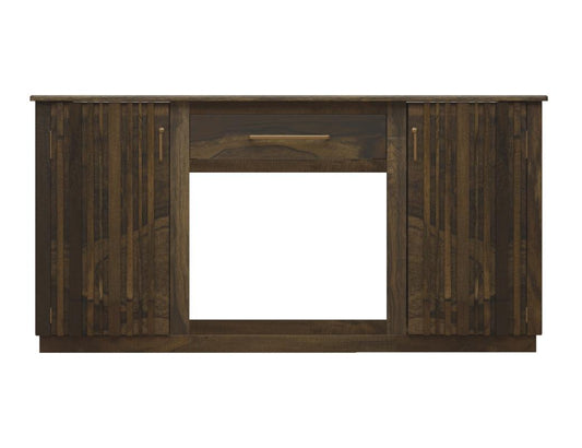 1 Drawer 2 Doors Fireplace TV Stand - Mango Wood Electric Fireplace