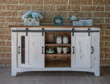 4 Door 60" TV Stand - Pueblo White Solid Pine Wood Collection