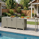 4-in-1 Modular Aluminum Outdoor Kitchen – Sink, Bar+Storage