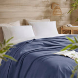 Diamond Jacquard Soft Bamboo Cotton Blanket, Navy
