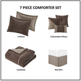 7 Piece Micro Corduroy Comforter Set, Brown