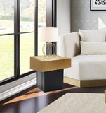 Palladium Iron Contemporary End Table - Luxe Matte Black Base with Textured Metallic Finish Design