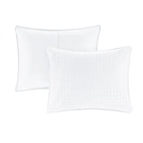 Checkered Quilted 3-Piece Reversible Coverlet Set, White