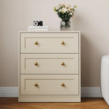 3 Drawer Nightstand, Large Bedside Table with Golden Round