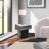 Palladium Iron Contemporary End Table - Luxe Matte Black Base with Textured Metallic Finish Design