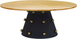 Raven Contemporary Coffee Table with Brushed Gold Top & Matte Black Base for Modern Décor Elegance
