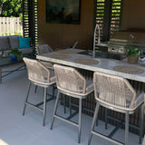 PURPLE LEAF Outdoor Bar Stools Wicker Rattan Bar Stools with Back Aluminum Outside Garden Patio Bar Chairs