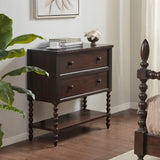 2-Drawer Storage Accent Chest w/ Turned Legs, Morocco Brown