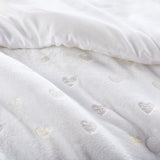 Gold Metallic Printed Plush Comforter Set, White