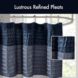 Color Block Silky Shower Curtain, Navy Blue
