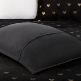 Gold Metallic Printed Plush Comforter Set, Black