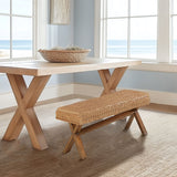 Seagrass Woven Farmhouse Rustic Boho Bench