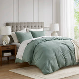 Waffle Weave Textured Duvet Cover Set, Sage Green