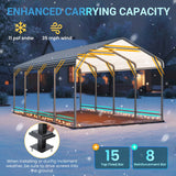 20x20 ft Metal Carport, Heavy Duty Canopy with Updated Roof
