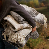Wholesale Jacquard Patterned Cotton Blend Throw, Grey Aztec
