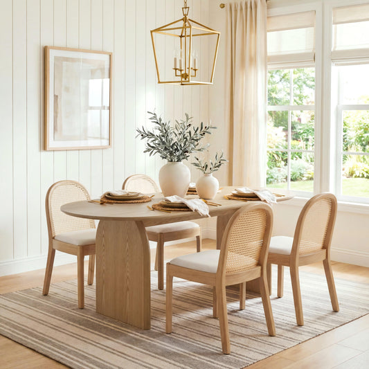 Salem Mid-Century Modern Round Rattan Dining Chairs (Set of 2)