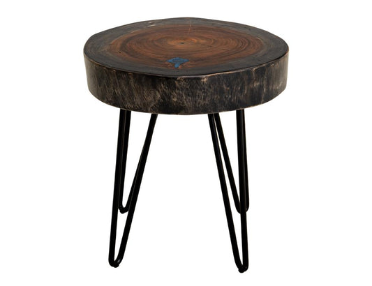Live Edge Chairside Table | Parota Wood Epoxy Collection