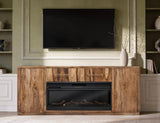 Balam 80" TV Stand with Electric Fireplace - Mango & Teak Wood