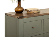 12 Drawer Timber Console Table - Green Wood Storage Furniture