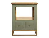 2 Drawer End Table with Shelf | Timber Occasional Table Green