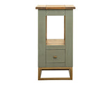 Timber Chairside Table - Green Lacquer Wood with Drawer & Shelf