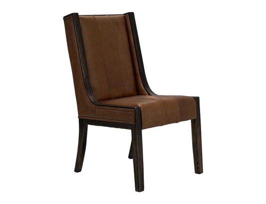 Black Balam Upholstered Chair | Cognac Leather Dining Chair