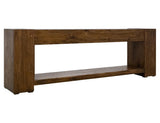 Console 94" Electric Fireplace | Teak Wood Entertainment Center