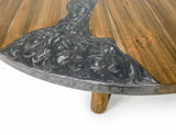 Silver Round Dining Table | Resin River Teak Wood Design