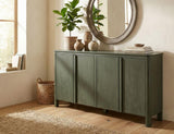4 Door Mango Wood Console - Modern Green Finish | Xel Ha