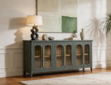 6 Door Console Table | Brava Transitional Wood & Glass Storage