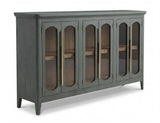6 Door Console Table | Brava Transitional Wood & Glass Storage
