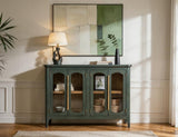 4 Door Console Table - Brava Transitional Design with Glass