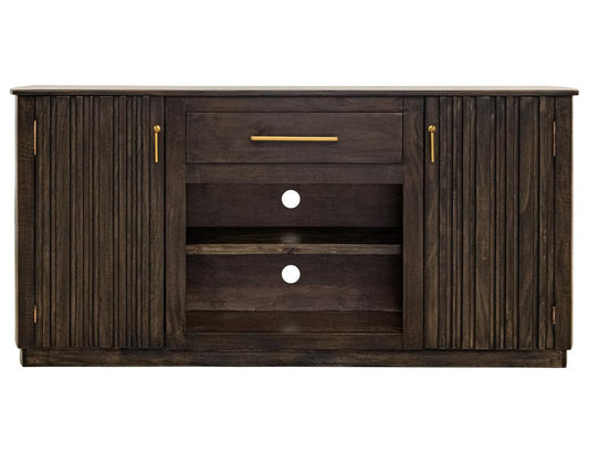 Dark Mesquite TV Stand with Fireplace - 1 Drawer 2 Door