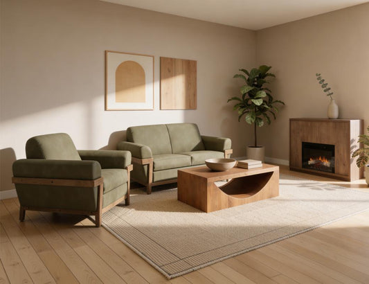 Mezquite Loveseat | Green Faux Leather Mid-Century Modern Sofa