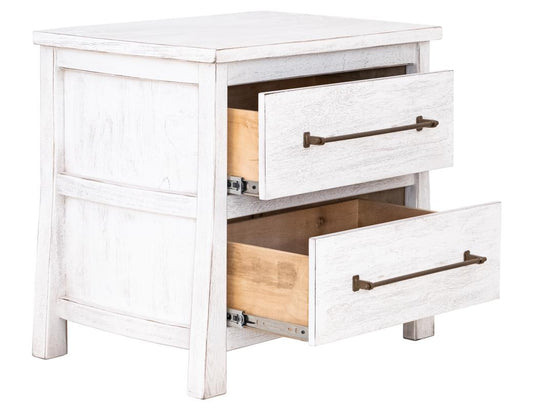 White Roots 2 Drawer Nightstand | Rustic Farmhouse Bedroom
