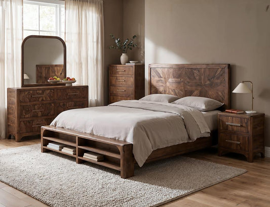 Praga Modern Bedroom Mirror - Teak & Mango Wood Design
