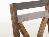 Loft Brown Wooden Dining Chair - Solid Pine Grey Fabric