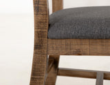 Loft Brown Wooden Dining Chair - Solid Pine Grey Fabric