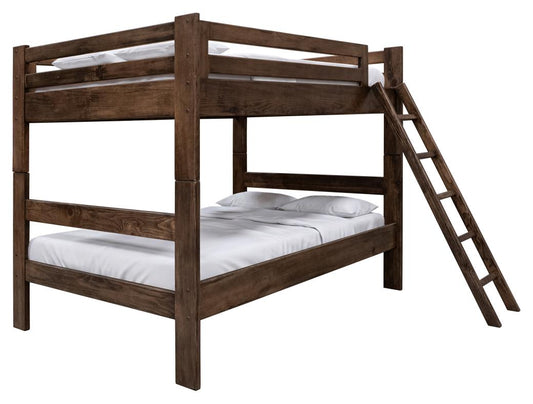 Forte Pine Full-Size Bunk Bed - Solid Wood Coffee Ochre