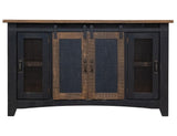 Pueblo Black TV Stand - 2 Sliding Doors, 2 Mesh Doors, Solid Pine